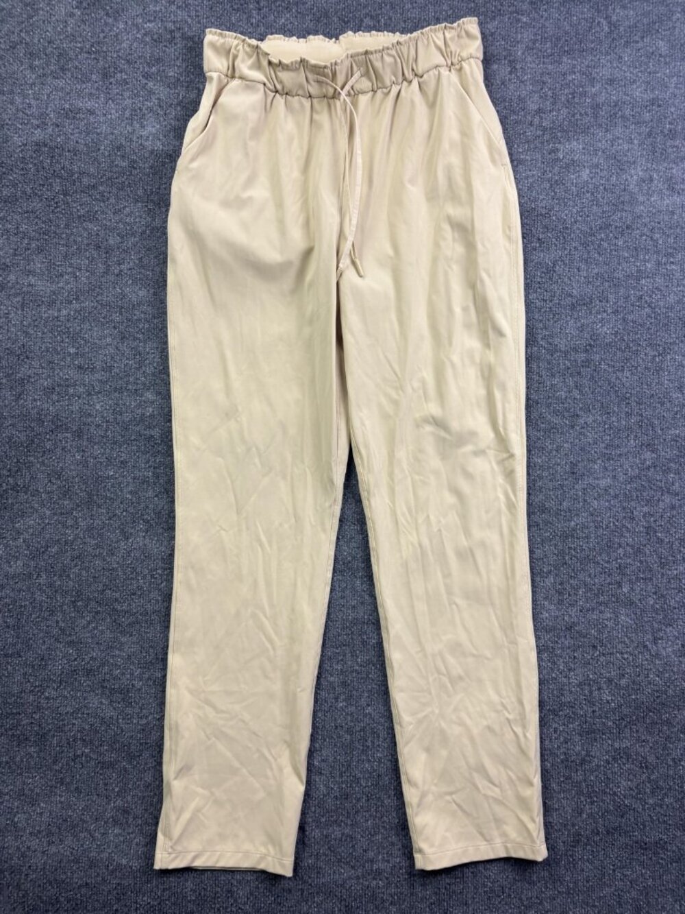 Lululemon Jogger Pants Womens 8 Beige Woven‎ Elastic Waist Pockets Yoga Travel